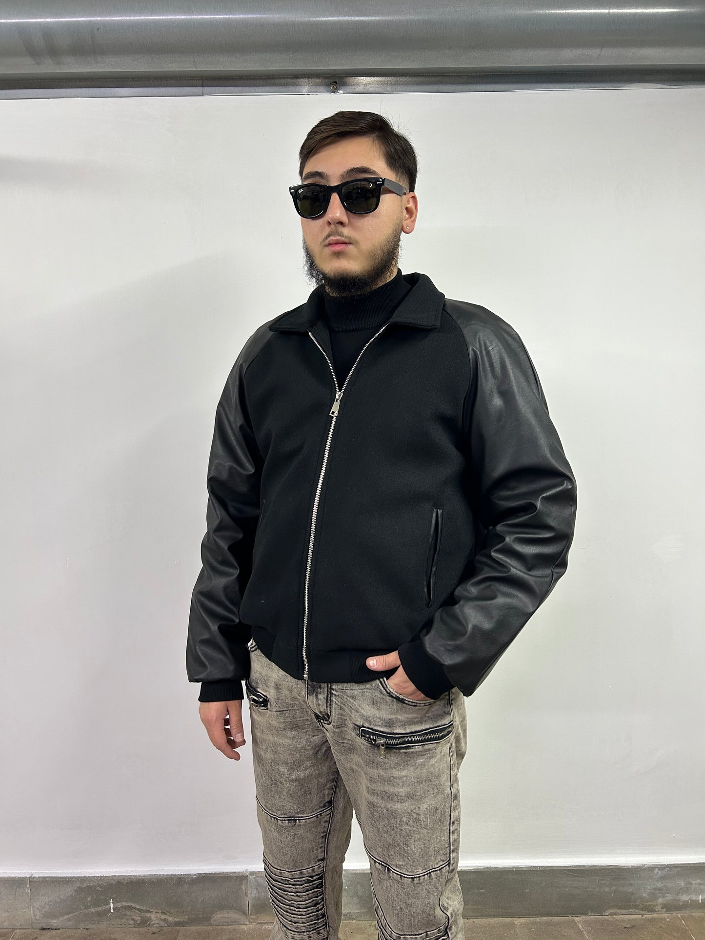 JACKET ZIP MOD Z*RA MANICA IN PELLE